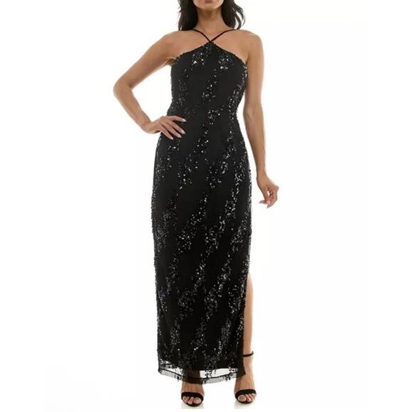 Violet Weekend Halter Neck Sequin Knit Dress Juniors Size NWT $129 - Picture 6 of 16